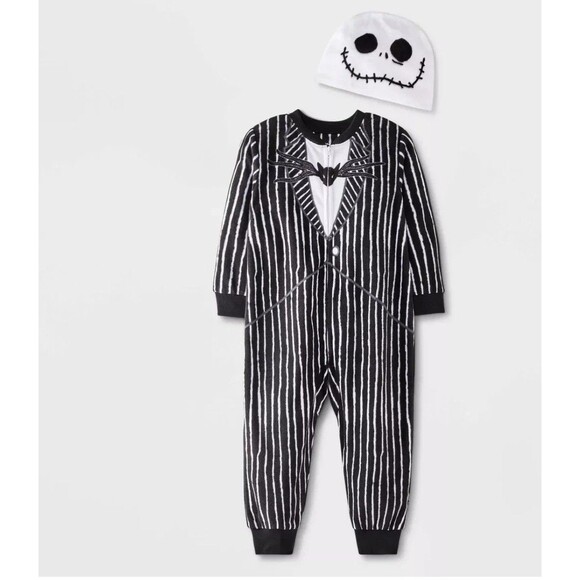 The Nightmare Before Christmas Jack Blanket Sleeper Footed Pajamas Hat 18 Months - Picture 1 of 6
